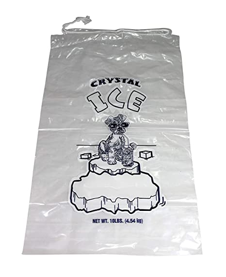 Plastic Ice Bags with Draw String Closure - Pack of 100