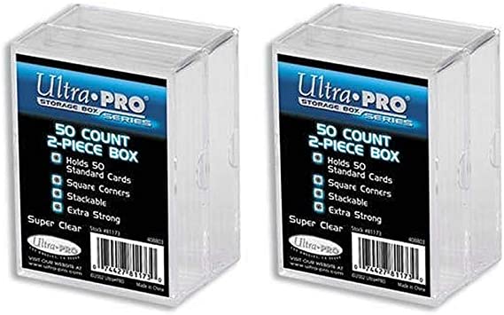 Ultra Pro 2-Piece Clear Card Storage Box, Holds 50 Standard Cards, 2 Boxes per Pack, 4-Boxes Total