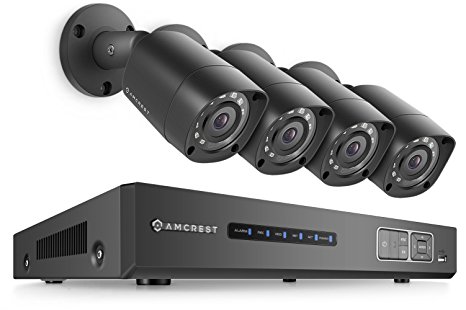 Amcrest UltraHD 4MP 4CH Video Security System - Four 3840TVL 4.0-Megapixel Weatherproof IP67 Bullet Cameras, 98ft IR LED Night Vision, NO HDD Included, HD Over Analog/BNC, Smartphone View (Black)