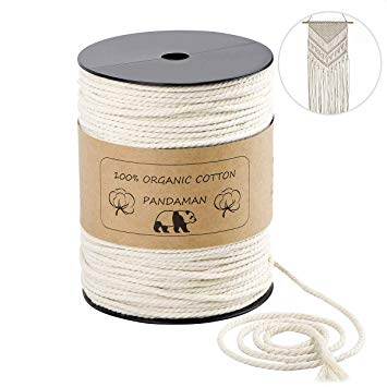 Macrame Cord,PANDAMAN 4mm x 200m (About 218 yd) Natural Cotton Soft Unstained Rope for Handmade Plant Hanger Wall Hanging Craft Making Bohemia Dream Catcher DIY Craft Knitting