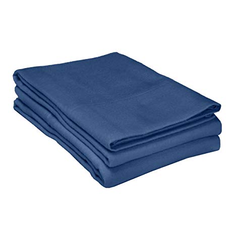 Superior Premium Cotton Flannel Pillowcases, All Season 100% Brushed Cotton Flannel Bedding, Pillowcase Set of 2 - Navy Blue Solid, Standard Pillowcases
