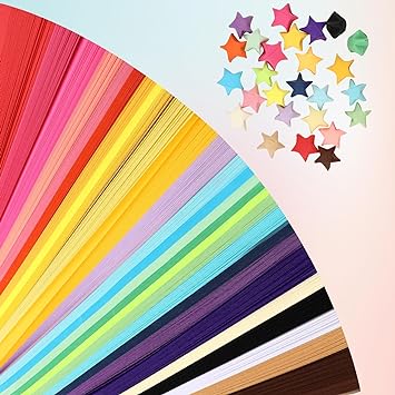 1350 Sheets Origami Star Paper Strips, 27 Colors Lucky Star Paper for DIY, Sided Paper Strip for Making Origami Stars, Solid Color Paper Stars DIY Paper Crafts Supply for Cards Gift Party Decoration