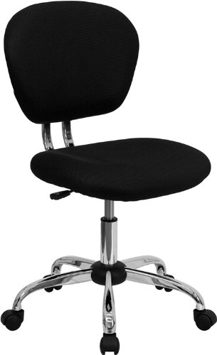 Flash Furniture H-2376-F-BK-GG Mid-Back Black Mesh Task Chair with Chrome Base