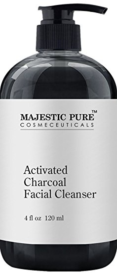 Majestic Pure Charcoal Facial Cleanser - Detoxifying, Deep Pore Cleansing, and Revitalizing - Oily, Dry & Sensitive Skin Face Cleanser with Natural Ingredients, 4 fl oz