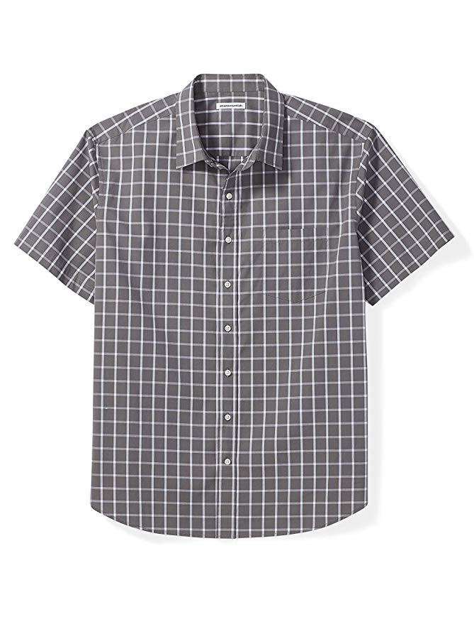 Amazon Essentials Men's Big and Tall Short-Sleeve Plaid Shirt fit by DXL