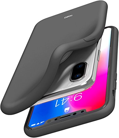 TOZO for iPhone X Case, Soft TPU Gel Skin Painting Great Touch Feel [1.0mm Ultra Thin] Protect Cover - Black