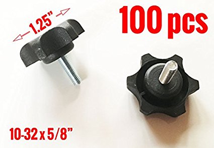 10-32 x 5/8 Industrial Threaded Steel Thumb Screw Fastener with Plastic Hand Knob 5-8 Inch Long QTY 100