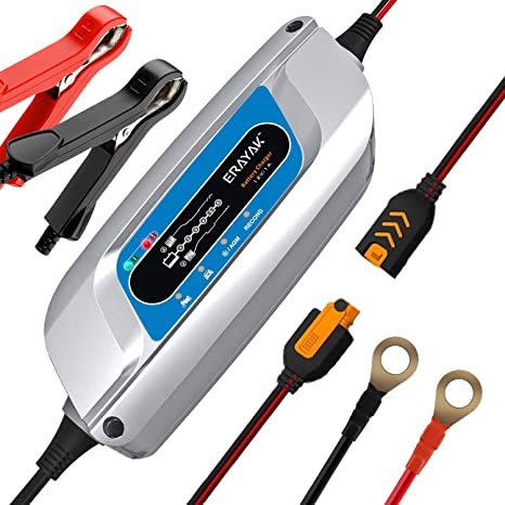 1000mA Car Battery Charger 12v 1Amp Fully Automatic Maintainer for Cars Boat Motorcycles ATVs RVs and More