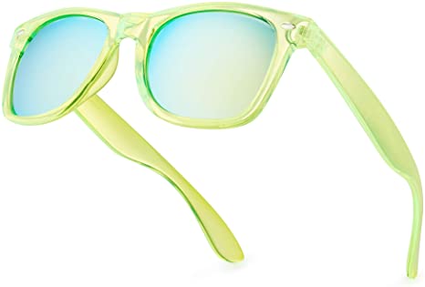 Retro Rewind Translucent Frame Colorful Neon 80s Mirrored Sunglasses for Men Women