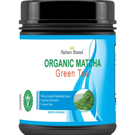 Pure Matcha Green Tea Powder Organic - Kosher Food Grade for Women and Men - Energy  Metabolism Booster - USA Made By Nature Bound 113 Servings