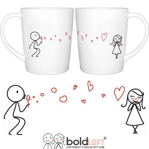 BOLDLOFT "From My Heart to Yours" His and Hers Matching Couple Coffee Mugs-Cute Couples Gifts,Valentines Gifts for Her,Valentines Day Gifts for Girlfriend,His and Hers Gifts,Anniversary Gifts for Her
