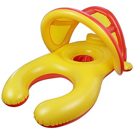 Greenco Inflatable Mom and Baby Swimming Ring With Sun Shade Canopy