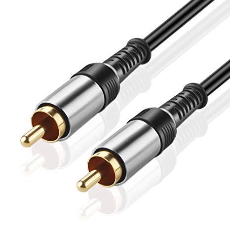 TNP Subwoofer S/PDIF Audio Digital Coaxial RCA Composite Video Cable (6 Feet) Gold Plated Dual Shielded RCA to RCA Male Connectors AV Wire Cord Plug for Home Theater, HDTV & Hi-Fi Systems