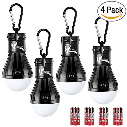 DealBang Compact LED Camping Light Bulbs with Clip Hook Battery Included 150 Lumens LED Hanging Tent Light for Camping Hiking Backpacking Fishing Hurricane Emergency