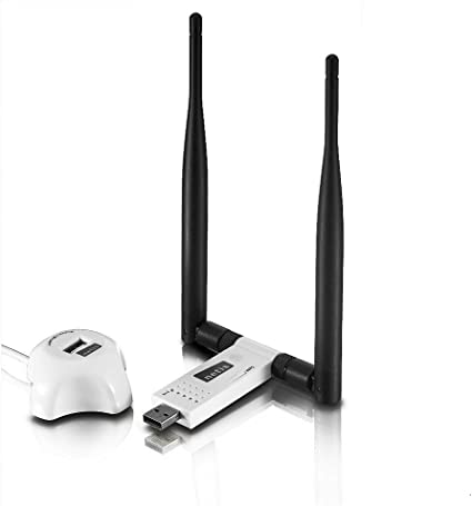 Netis Wireless N 300Mbps Long-Range USB Adapter with Two 5dBi Antennas and USB 2.0 Cradle (WF-2116), 300 Mbps High Gain