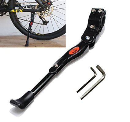 Zicome Adjustable Aluminium Alloy Bike Bicycle Kickstand   2 X Allen Hexagon Wrenches Help You Install Easily - Adjustable for 20 Inch 24 Inch 26 Inch Tire and 700 Road Bicycle - Black