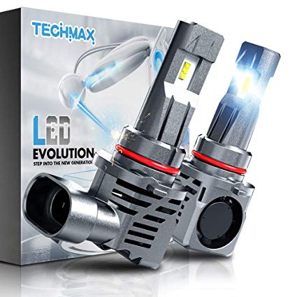 TECHMAX 9006 LED Headlight Bulbs,Small Design 60W 10000Lm 6500K Xenon White ZES Chips Extremely Bright HB4 Conversion Kit of 2