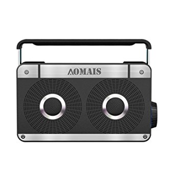 AOMAIS CLASSIC Bluetooth Speakers, Retro Wireless Portable Speaker with 10W Loud Clear Stereo Sound, IPX4 Water Resistant for iPhone, iPad, iPod, Tablets, Smartphones and More(Black)