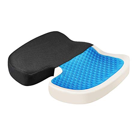 NewMum Orthopaedic Seat Cushion Memory Foam Gel Seat Pads for Office Car Seats, Wheelchairs, Relieves Orthopedic Tailbone Pain (Black)