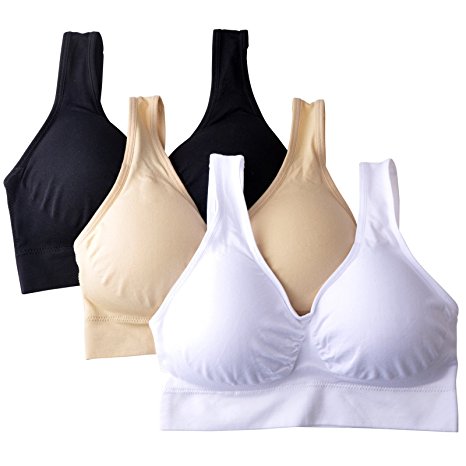 Mirity Padded Sports Bras For Women Freedom Seamless Racerback Spanx Yoga Bra Pack of 3