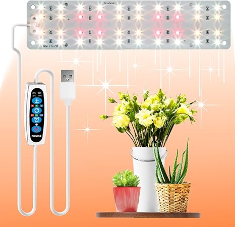 DOMMIA LED Grow Light, Full Spectrum Grow Lights with 4 Dimmable Levels and Auto On/Off Timer, Ultra Thin Under Cabinet Plant Lights for Indoor Plant Stands/Shelf Greenhouse Hydroponic Succulents