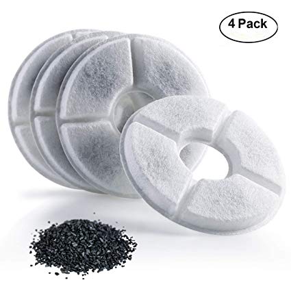 4 PCS Replacement Filters Compatible with Pet Flower Fountain for Dogs and Cats 1.6L, Activated Carbon Filters Keeping Water Clear and Tasty