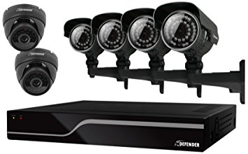 Defender Sentinel 8CH 500GB Security DVR Including 4 Pro/2 Dome Ultra Hi-Res Indoor/Outdoor Cameras with 65ft Night Vision,21186