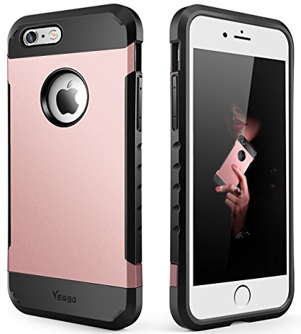 iPhone 6S Case, iPhone 6 Case, Dual Layer Heavy Duty Rugged Protective Case for iPhone 6S & iPhone 6 4.7 inch - Rose Gold