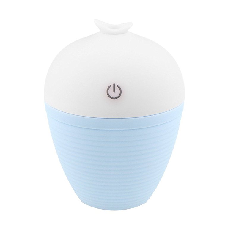 Happy-top Mini Portable USB Humidifier 120ML Wish Bottle Ultrasonic Humidifier Cool Mist Air Purifier with LED Light Touch switch Aroma Diffuser for Car Home Bedroom Office (Blue)