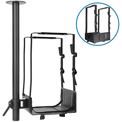 HUANUO Adjustable Wall PC Mount & Under Desk Computer Tower Mount, 2 Installation Options CPU Holder, Steel Construction, with Straps