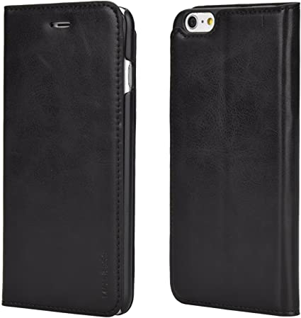 Mulbess Slim iPhone 6s Plus Case, Folio Flip Leather Phone Wallet with Card Slot for iPhone 6 Plus / 6s Plus (5.5 inch) Cover, Black