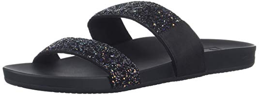 Reef Womens Sandals Vista | Vegan Leather Slides for Women With Cushion Bounce Footbed