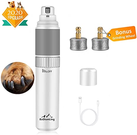 BaShanLing Dog Nail Grinder Upgraded-Stepless Speed Rechargeable Pet Nail Grinder Trimmer Pet Nail Clippers Painless Paws Grooming for Dogs & Cats(White)