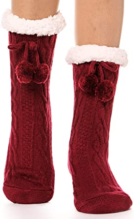 EBMORE Slipper Fuzzy Socks for Women Fluffy Cozy Cabin Winter Warm Soft Fleece Comfy Thick Socks with Grips