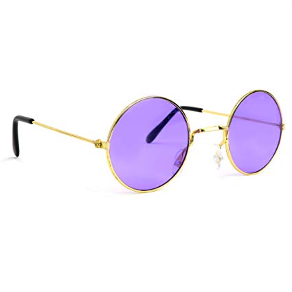 Skeleteen John Lennon Hippie Sunglasses - Purple 60's Style Circle Glasses - 1 Pair