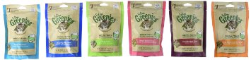 Greenies Dental Cat Treats Variety Pack - 6 Flavors (Tempting Tuna, Savory Salmon, Ocean Fish, Succulent Beef, Oven Roasted Chicken, and Catnip Flavor) - 2.5 Ounces Each (6 Total Pouches)