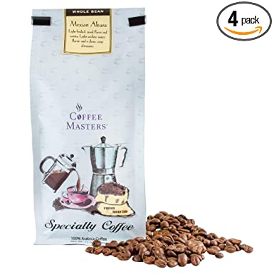 Coffee Masters Gourmet Coffee, Mexican SHG, Whole Bean, 12-Ounce Bags (Pack of 4)