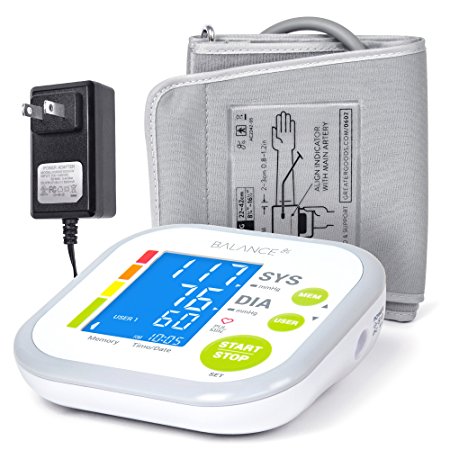 Blood Pressure Monitor Cuff Kit by Balance, Digital BP Meter With Large Display, Upper Arm Cuff, Set also comes with Tubing and Device Bag (Certified Refurbished)