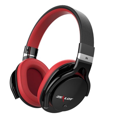 ZEALOT B5 Over Ear Wireless Bluetooth Headphones with Micro SD Slot and Built-In Mic - Red
