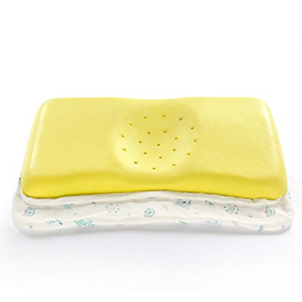 Baby Nursing Pillow(10"×16") Supports Head & Neck ,3D Groove Memory Foam Positioner Pillow Prevent Flat Head, Removable Organic  Pillowcase for Newborn in Crib,Bed,and Chair