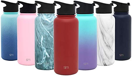 Simple Modern Summit Water Bottle   Extra Lid - Wide Mouth Vacuum Insulated 18/8 Stainless Steel Powder Coated