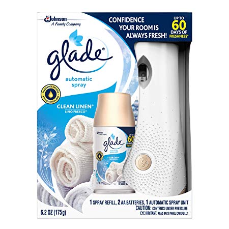 Glade Automatic Spray Holder and Clean Linen Refill Starter Kit, 10.2 oz, 1 6.2 oz Refill