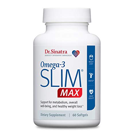 Dr. Sinatra’s Omega-3 Slim® MAX Delivers Advanced, Heart Healthy Weight Loss Support Shed Pounds, to Slim Your Waist, and Reduce Stress-Induced Cravings, 60 Softgels (30-Day Supply)