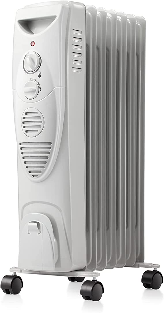 R.W.FLAME Oil Filled Radiator Heater,3 Heat Settings, Adjustable Thermostat, Portable Space heater, Quiet Heater with Tip-over & Overheating Functions(27", Grey)