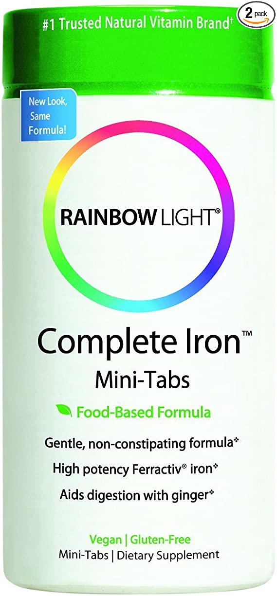 Rainbow Light Complete Iron System Food-Grown Iron Supplement Tablets  60-Count Bottles (Pack of 2)