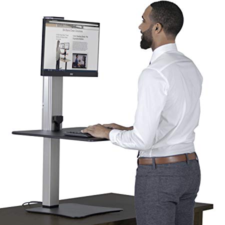 Victor DC400 High Rise Collection 1 Monitor Electric Sit Stand Desk Converter with Easy Tap Technology - Turn Your Desk into a Standing Desk with a Single Push of a Button