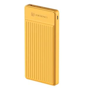 Portronics Luxcell B12 10,000mAh 12W Power Bank, Ultra Slim Power Bank with USB-A Output Port & Dual Input Ports (Micro & Type C Input Ports)|BIS Certified |Type C Cable Included|Made in India(Yellow)