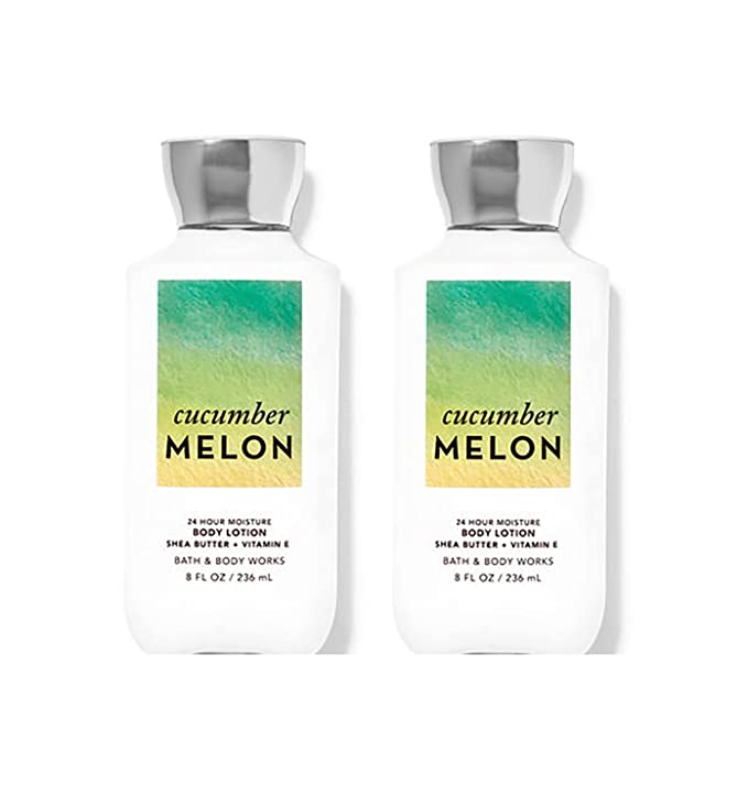 Bath and Body Works Cucumber Melon Super Smooth Body Lotion 8 Oz -2 Pack (Cucumber Melon)