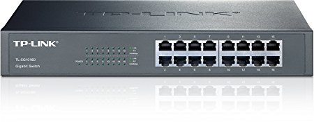 TP-Link TL-SG1016D  10/100/1000Mbps 16-Port Gigabit 13-inch Rackmountable Switch, 32Gbps Capacity