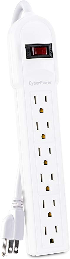 CyberPower CSB606W Essential Surge Protector, 900J/125V, 6 Outlets, 6ft Power Cord